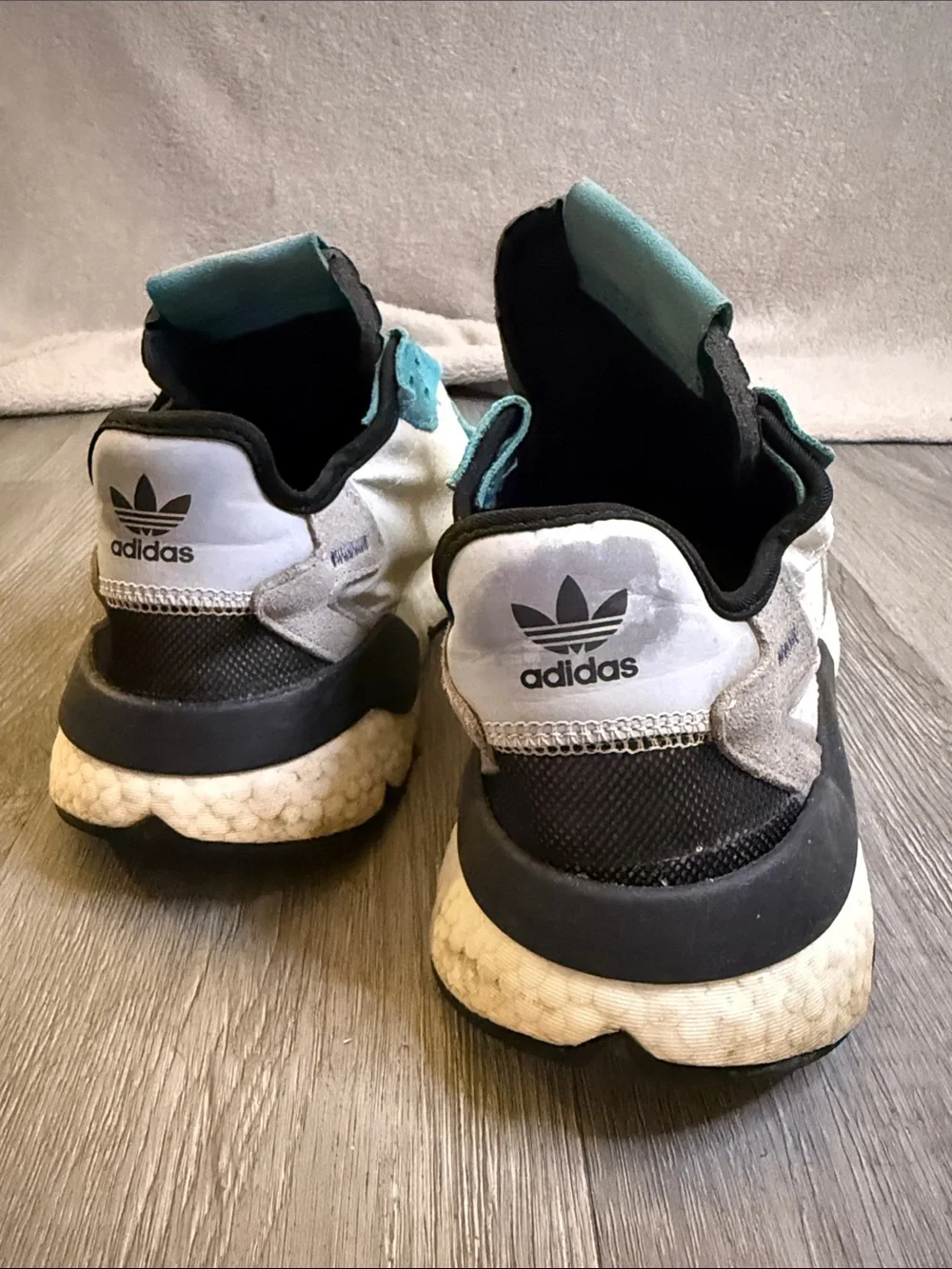 adidas White, Teal & Navy Slip-On Sneakers